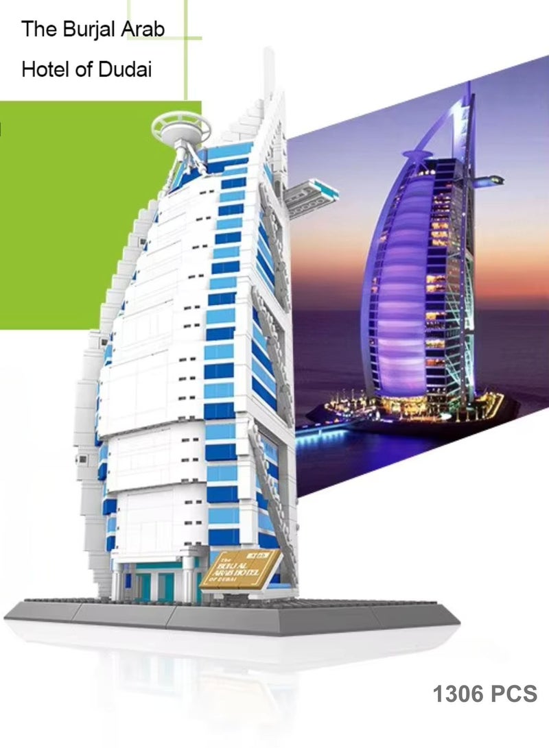The BURJ AL ARAB Hotel Of Dubai Building Blocks Set-1300+PCS Assembly Architecture Model Educational Building Toys For Kids