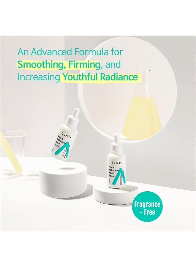 TIAM Vita A Bakuchiol Youth Serum, Anti-Aging Facial Serum for Wrinkles, Dark Spots, Suitable for Sensitive Skin, 1.35 FL.OZ. / 40ml