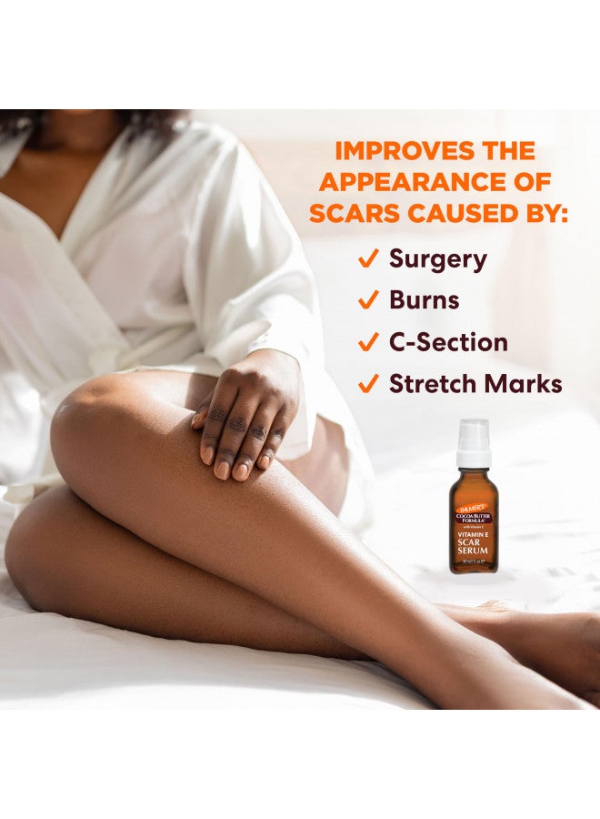 Palmer's Cocoa Butter Formula Scar Serum, Skin Brightening Oil for Face & Body, Concentrated Serum with Vitamin E, Fragrance Free, 1 Fl Oz