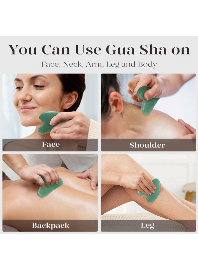 BAIMEI Acupuncture Therapy Skin Care Tool, Firms Skin and Reduces Puffiness Jade Gua Sha Stone, Self Care Gift for Men Women - Green Aventurine