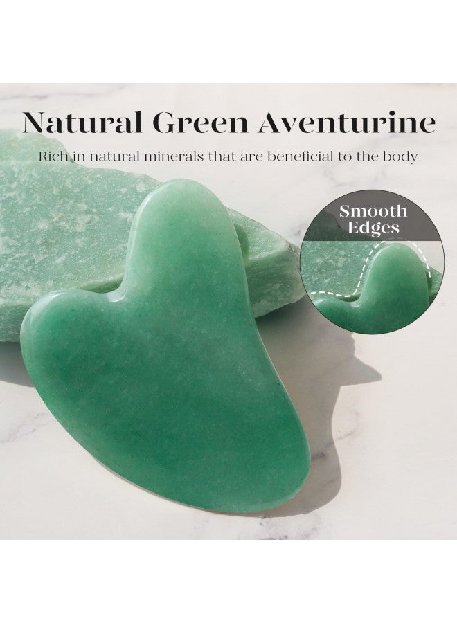 BAIMEI Acupuncture Therapy Skin Care Tool, Firms Skin and Reduces Puffiness Jade Gua Sha Stone, Self Care Gift for Men Women - Green Aventurine