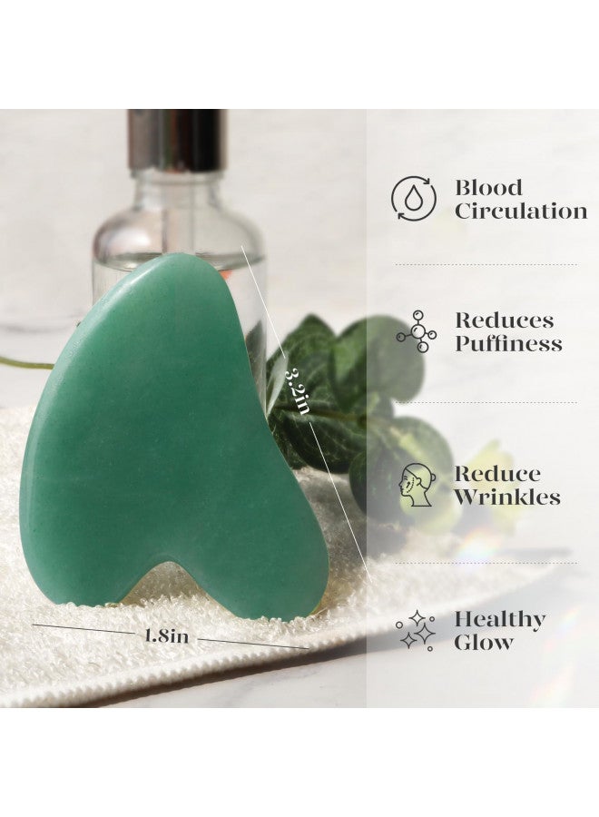 BAIMEI Acupuncture Therapy Skin Care Tool, Firms Skin and Reduces Puffiness Jade Gua Sha Stone, Self Care Gift for Men Women - Green Aventurine