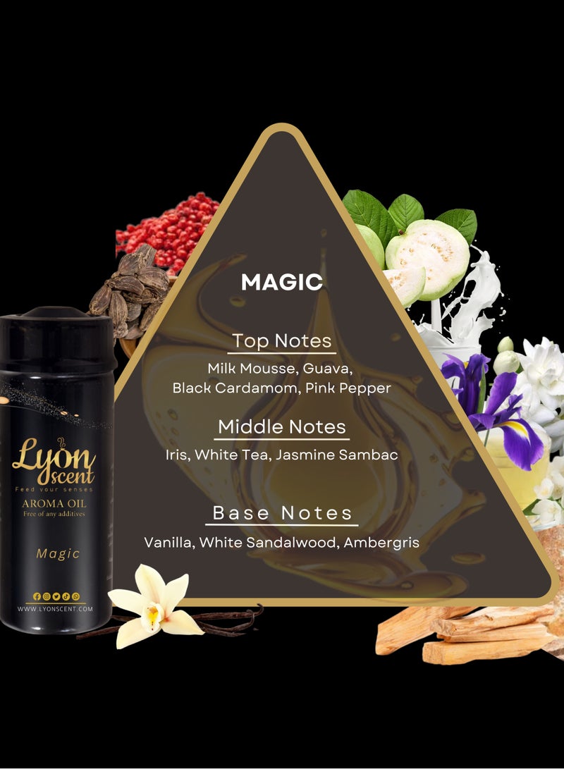 Lyon Scent Aroma Oil, 100% Pure Oil, Perfume for Air Freshener, Diffuser Aroma, Fragrance Oil, Air Freshener Oil refill, Essential Scented Oil, Luxurious Scent (MAGIC)