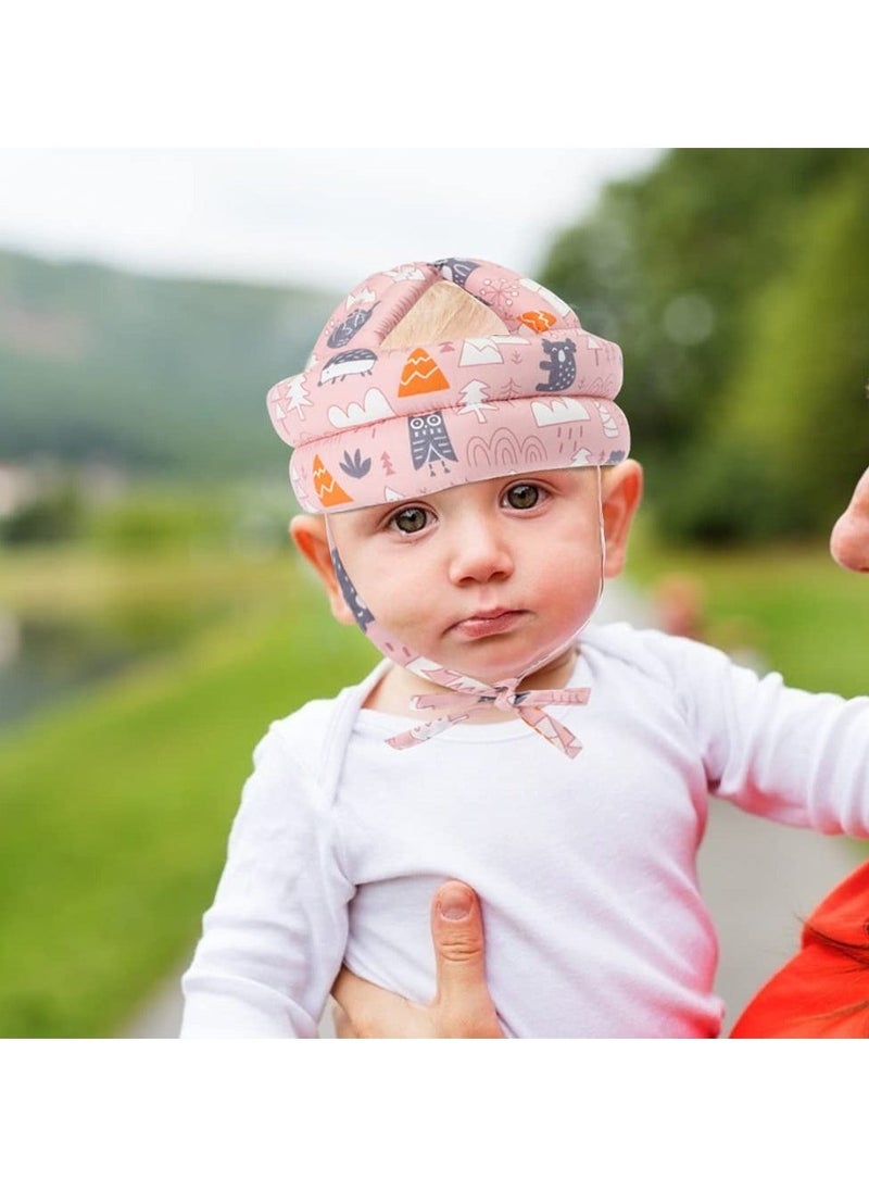 Baby Head Protector Safety Helmet Toddler Protective Cap Infant Protection Hats Adjustable Size for Children from 5 Months to 3 Years Old Pink