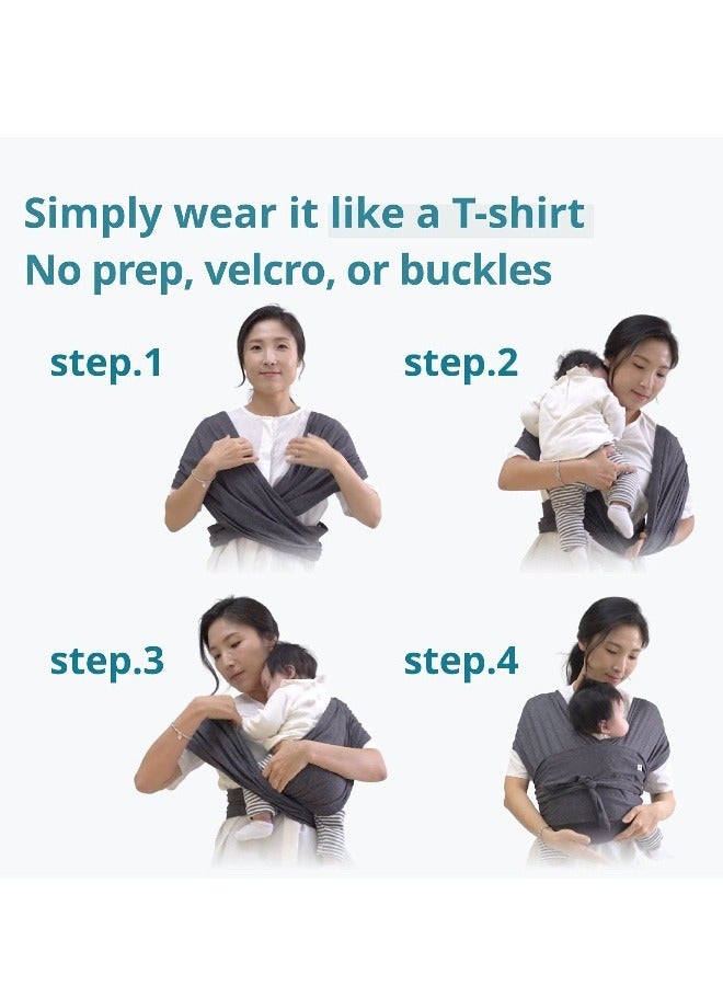 Baby Wrap Carrier Summer Mesh Breathable Baby Carrier Easy to Wear Hands-Free Baby Carrier Moisture Wicking Soft Ideal for Newborns and Kids Under 44lbs (Grey)