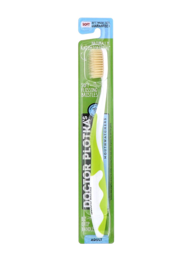 Soft Naturally Antimicrobial Toothbrush Green/White/Beige