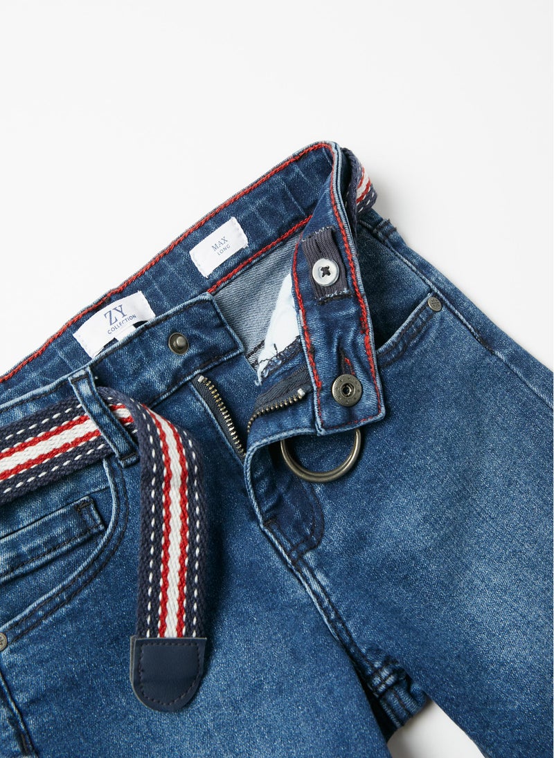 Denim Shorts with Belt for Boys, Blue