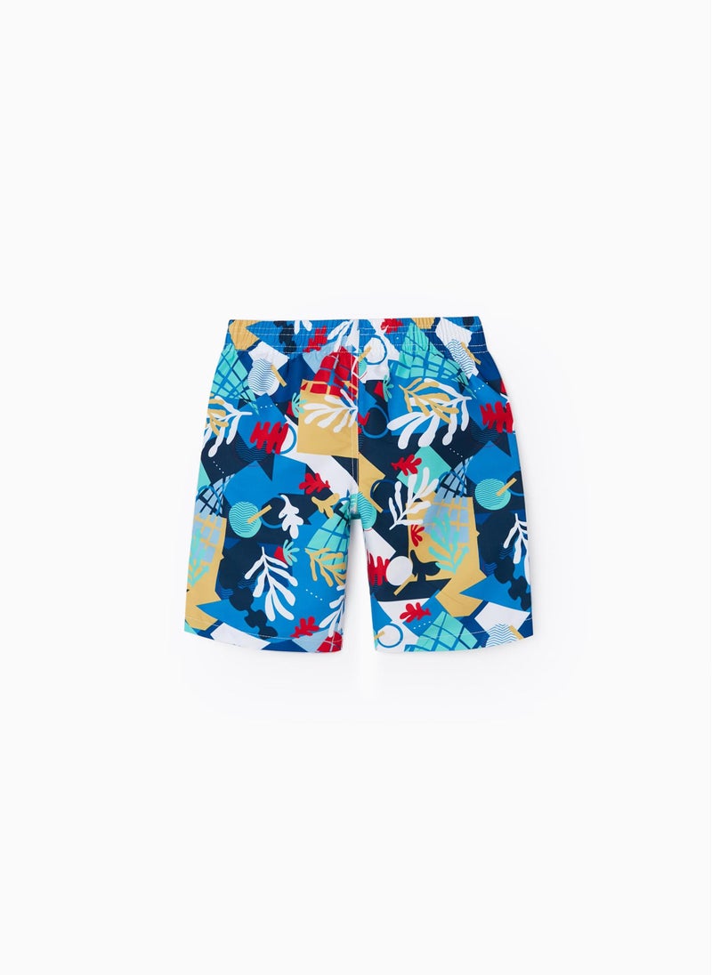 Swim Shorts UPF 80 for Boys 'Seaweed', Multicoloured