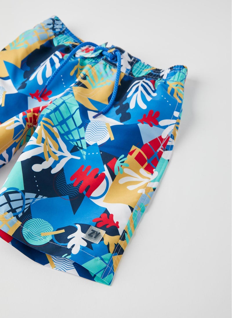 Swim Shorts UPF 80 for Boys 'Seaweed', Multicoloured