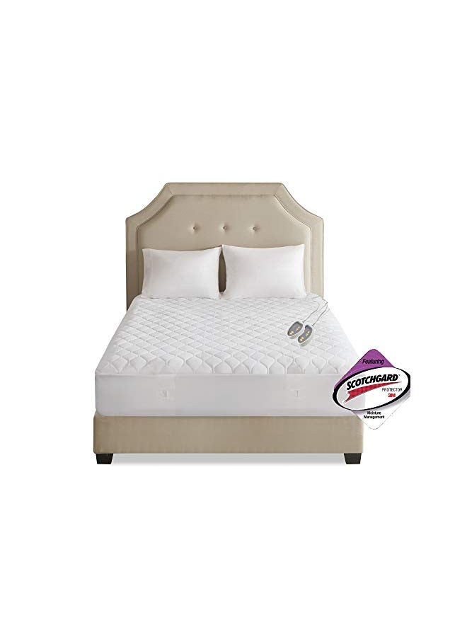 Beautyrest 3M Scotchgard Heated Mattress Pad - Electric Bed Warmer with 5 Heat Settings, 10 Hr Auto Shut Off Timer, All Around Elastic Deep Pocket, UL Certified, Machine Washable, White Full