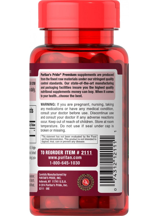 Puritan's Pride Lycopene, Supplement for Prostate and Heart Health Support* 10 Mg Softgels, 100 Count