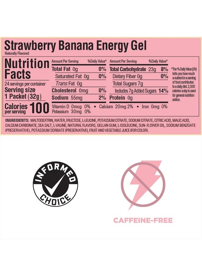 GU Energy Original Sports Nutrition Energy Gel, Vegan, Gluten-Free, Kosher, and Dairy-Free On-the-Go Energy for Any Workout, 24-Count, Strawberry Banana