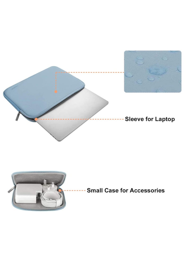 Laptop bag, waterproof, wear-resistant, anti-fall, suitable for macbook iPAD, Huawei and other 14-inch 37.5cm×2cm×27cm (length×width×height) neoprene bag with small box, blue