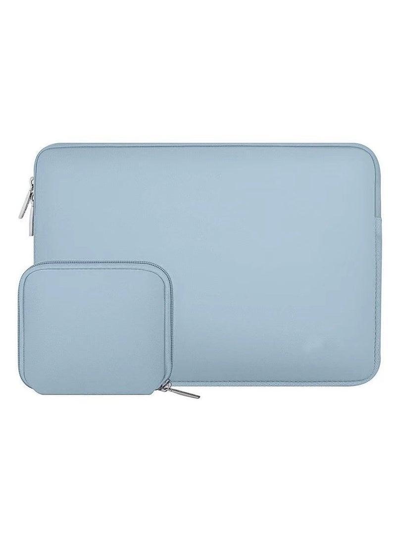 Laptop bag, waterproof, wear-resistant, anti-fall, suitable for macbook iPAD, Huawei and other 14-inch 37.5cm×2cm×27cm (length×width×height) neoprene bag with small box, blue