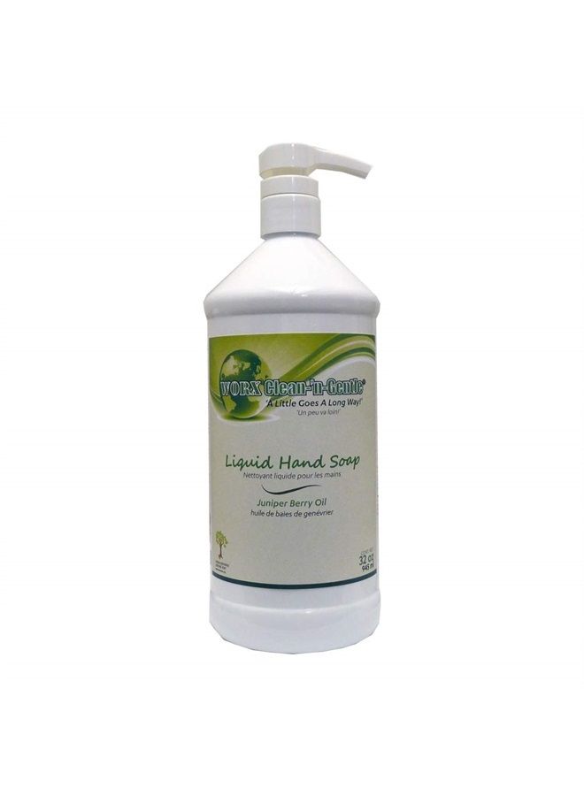 Worx Clean 'n' Gentle Liquid Hand Soap 32 oz. (945 ml.) Soft and Supple, Rich Lather, Mild Formula, Light Juniper Berry Fragrance
