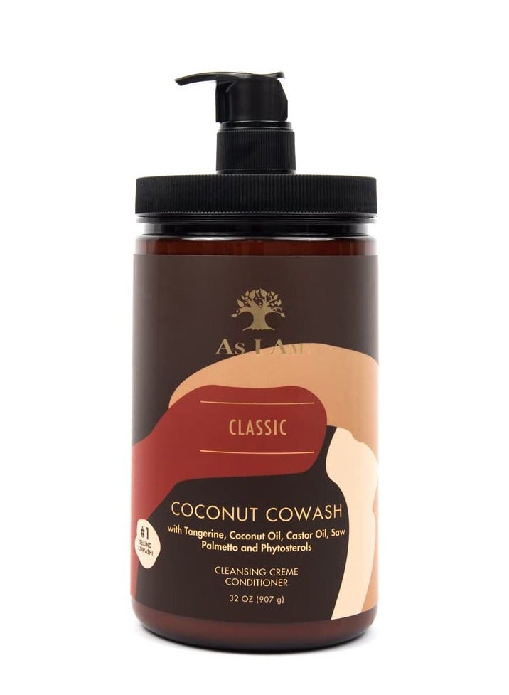 As I Am Coconut Cowash Cleansing Conditioner - 32 ounce - Gentle Daily Cleanser for Hair and Scalp - Adds and Preserves Moisture 907g Made in USA.