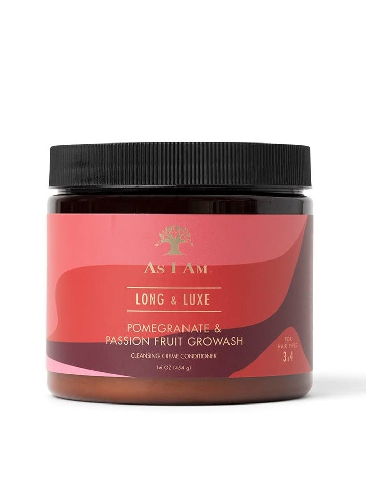 As I Am Long and Luxe Growash Cleansing Creme Conditioner, 16 Ounce 454g Made in USA.