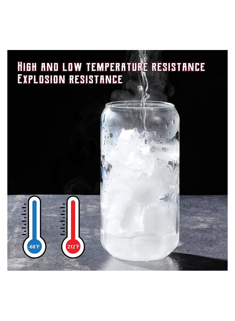 Glass Cans with Bamboo Cover, Can Shaped Glass Glass Cups Transparent Water Cup Juice Drink Cup Drinking Cups with Straw for Water and Mixed Drink for Any Drink and Any Occasion ( 500 Ml )