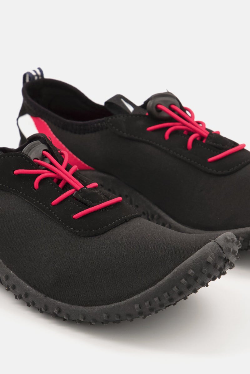 Men Low Cut Lace Up Casual Shoes, Black/Red