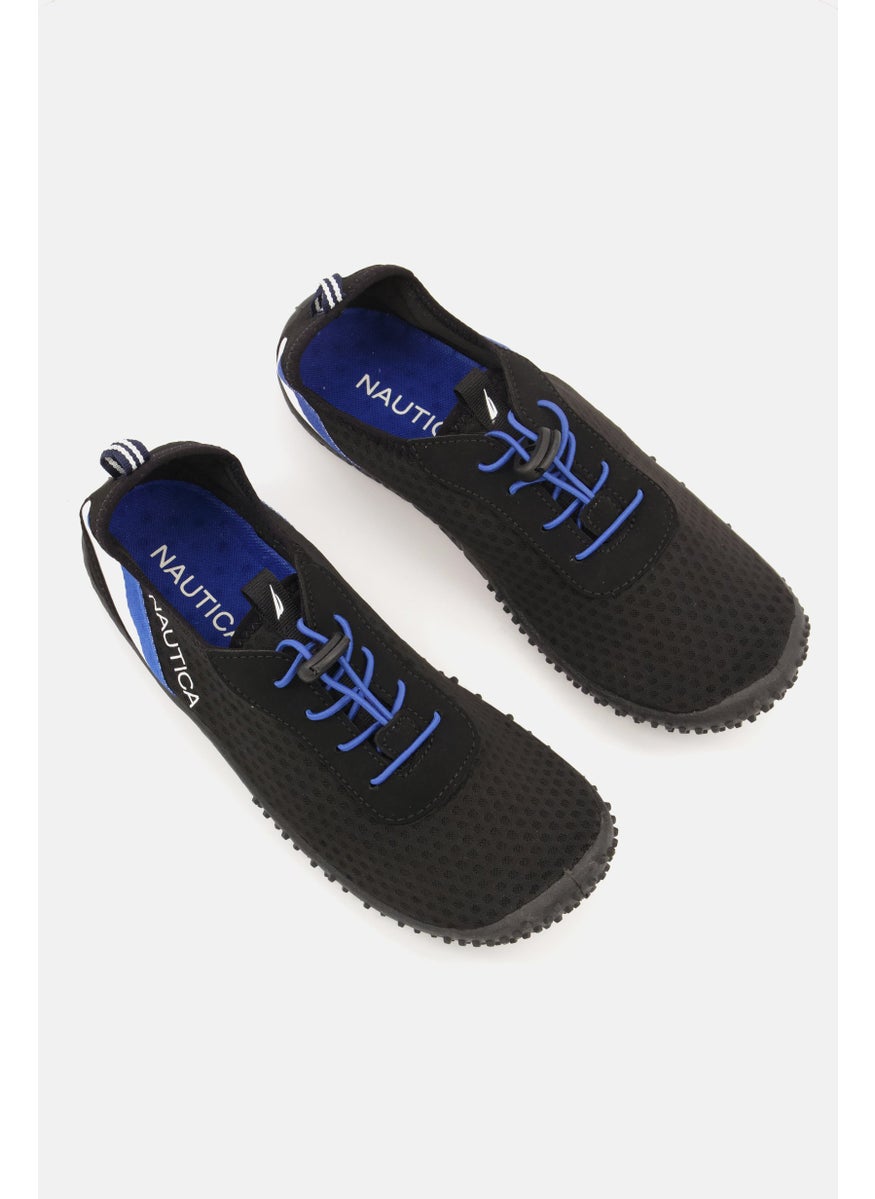 Men Low Cut Lace Up Casual Shoes, Black/Blue