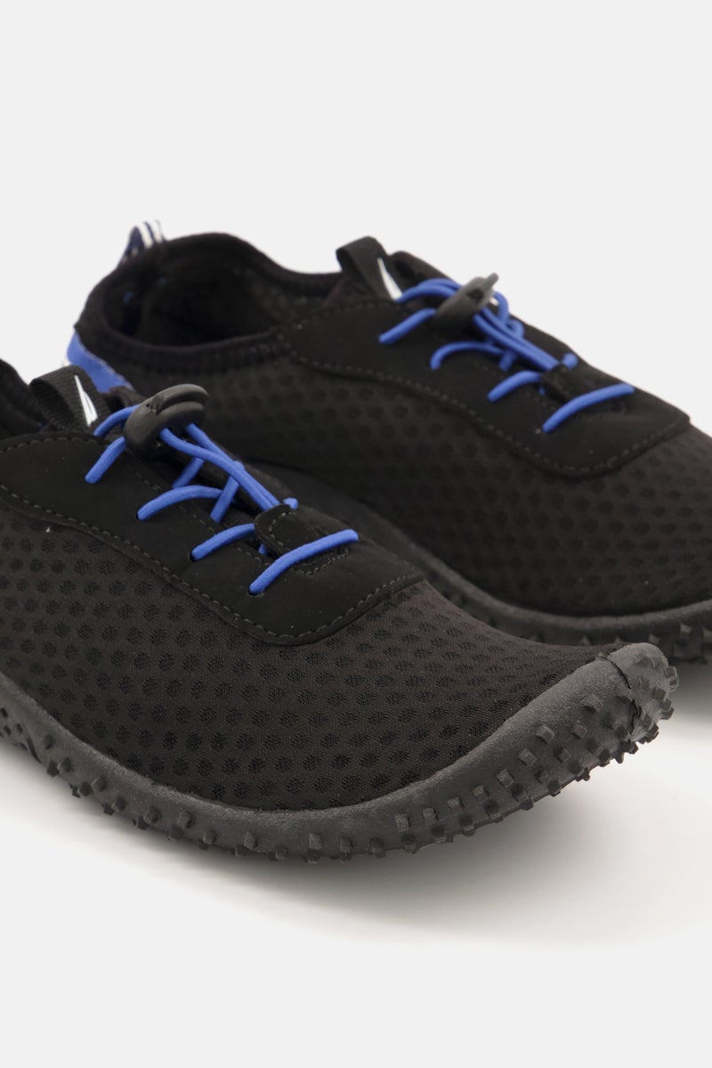 Men Low Cut Lace Up Casual Shoes, Black/Blue