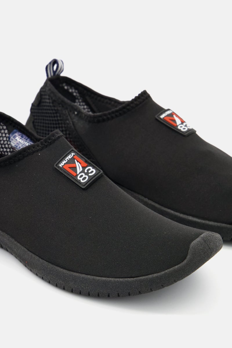 Men Brand Logo Slip On Casual Shoes, Black