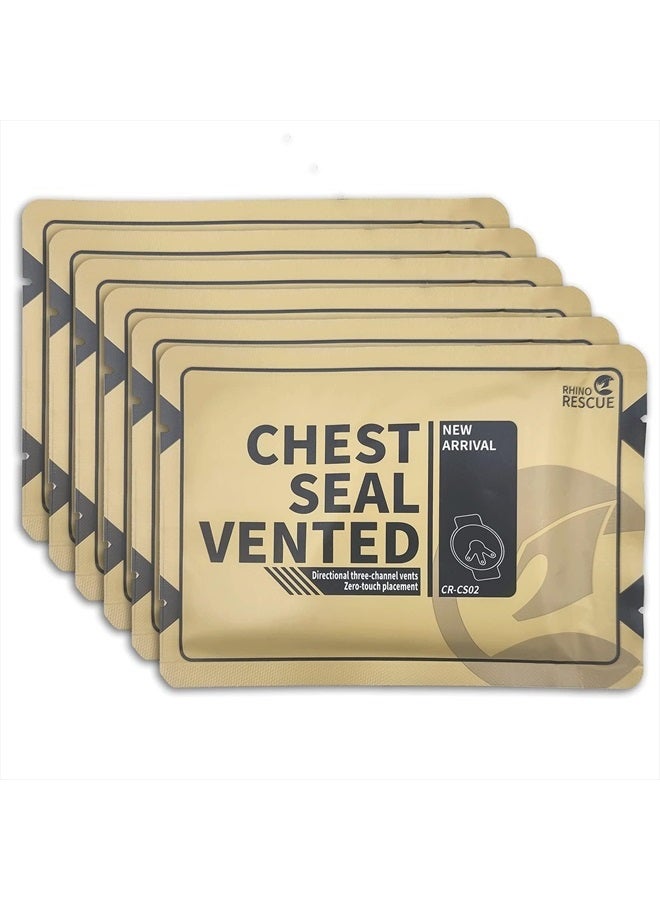 Vent Chest Seal, Emergency Trauma Dressing, First Aid Kit Sterile, Wound Care IFAK Supplies, FSA HSA Eligible, 6 Count