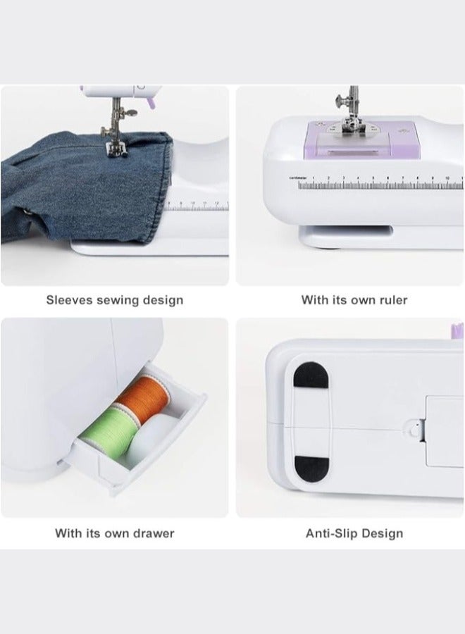 Electric Sewing Machine Portable household machine Multifunctional Crafting and Adjustable Speed Overlock 12 Stitches Patterns for Children Parents Beginners Amateurs Lightweight