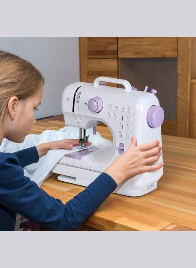 Electric Sewing Machine Portable household machine Multifunctional Crafting and Adjustable Speed Overlock 12 Stitches Patterns for Children Parents Beginners Amateurs Lightweight