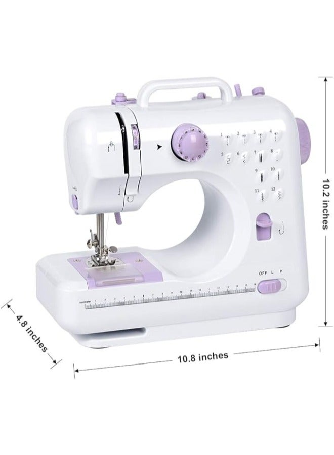 Electric Sewing Machine Portable household machine Multifunctional Crafting and Adjustable Speed Overlock 12 Stitches Patterns for Children Parents Beginners Amateurs Lightweight