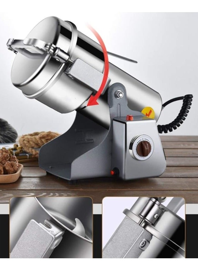 500g Electric Grain Grinder Spice Grain Mill Stainless Steel 30s High Speedy Grinding Overload Protection& 5min Timer Mill Dry Spice Herbs/Nut/Coffee/ Rice