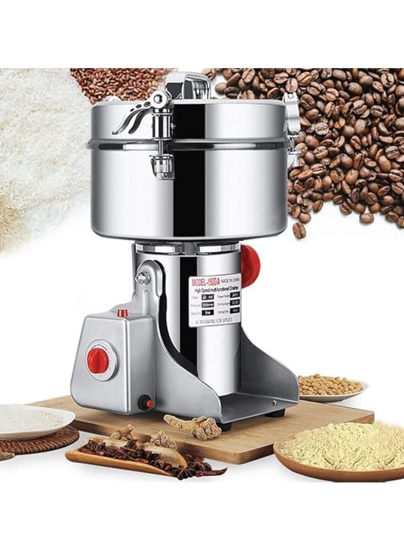 500g Electric Grain Grinder Spice Grain Mill Stainless Steel 30s High Speedy Grinding Overload Protection& 5min Timer Mill Dry Spice Herbs/Nut/Coffee/ Rice