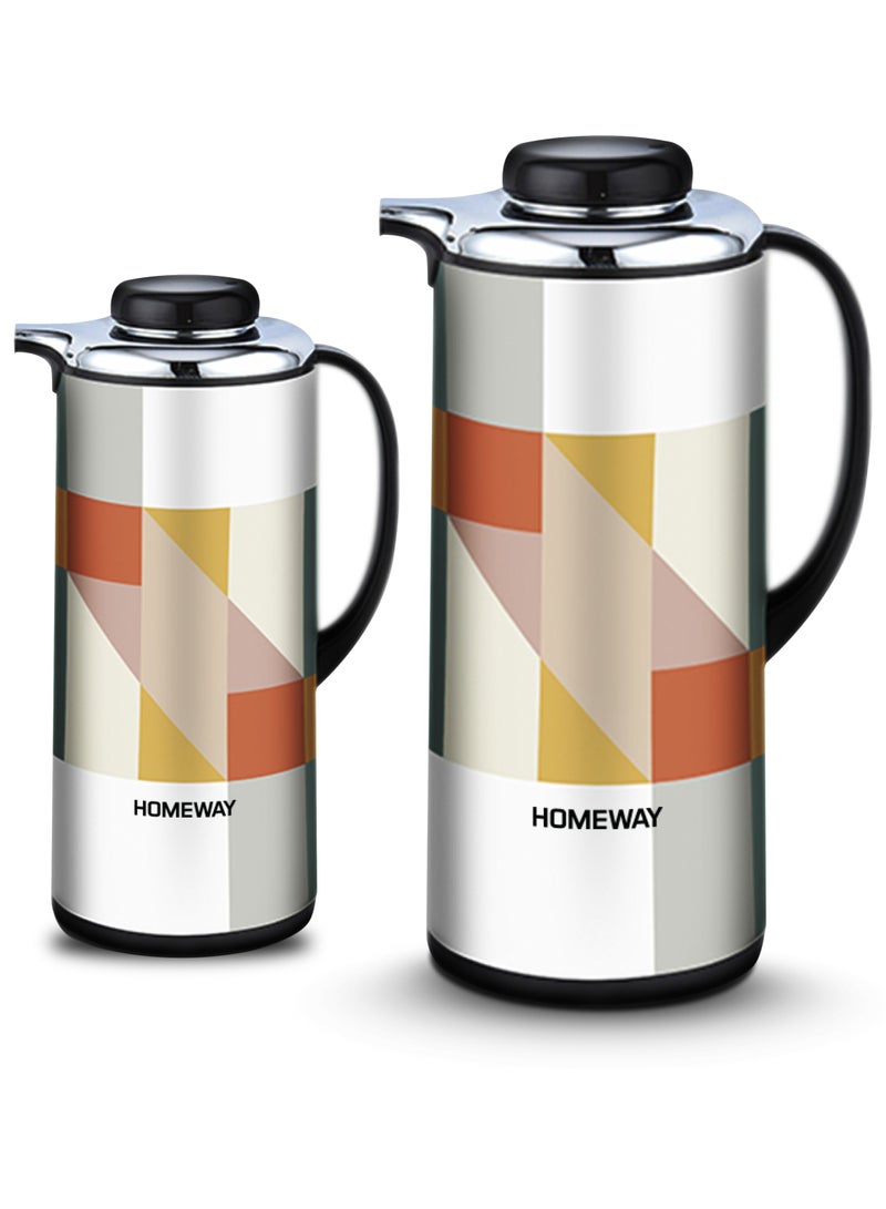 HOMEWAY HOT AND COLD  VACUUM FLASK 2 PCS SET 1L & 1.3L