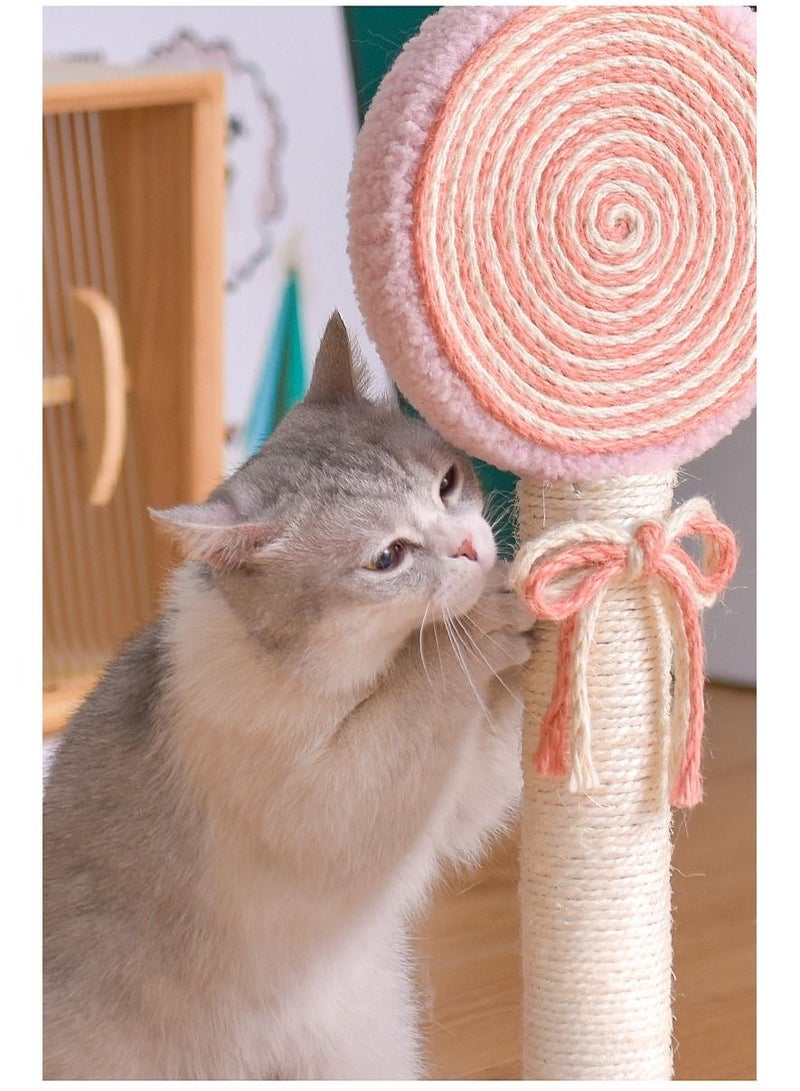 55cm Lollipop Shape Scratching Post with ball for cats natural linen wear-resistant cat toy Pink