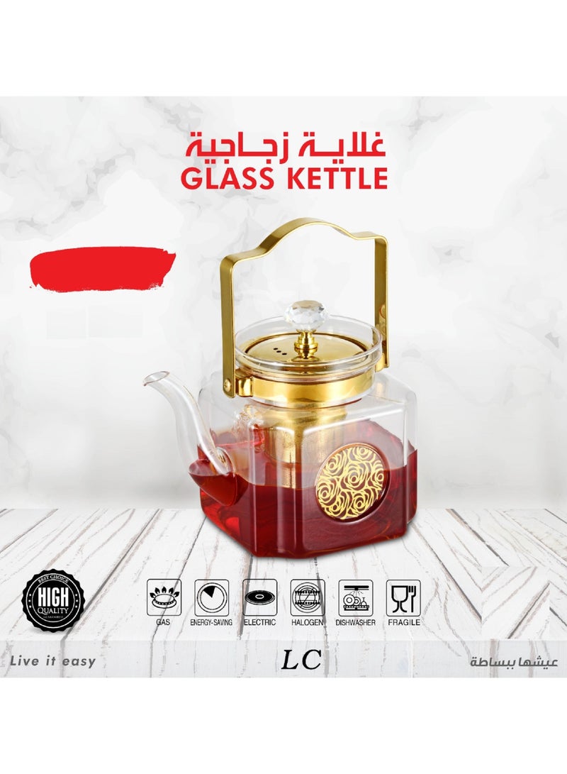 Glass Teapot Kettle With Removable Stainless Steel Infuser Borosilicate Glass Tea Pot With Strainer For Blooming Tea Coffee & Loose Leaf Tea Microwave & Stovetop Safe