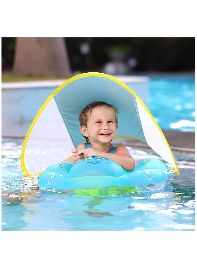 Baby Swimming Pool Float Inflatable Swim Float With Sun Protection Canopy For Age 6-24 months