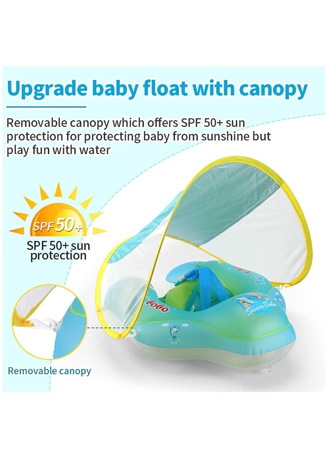 Baby Swimming Pool Float Inflatable Swim Float With Sun Protection Canopy For Age 6-24 months