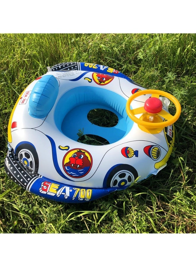 Baby Inflatable Pool Floats, 110 Car Horns Baby Swimming Floating Boat Toys With Steering Wheel Horn Non-Reversible Safety Seat Swimming Loop Beach Floats For Children Infants 1-5 Years Old