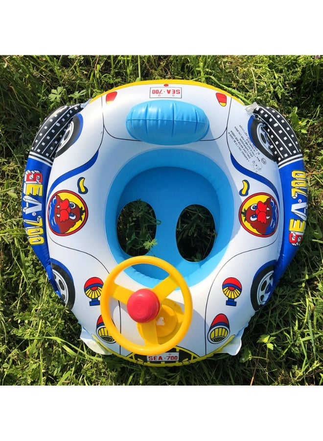 Baby Inflatable Pool Floats, 110 Car Horns Baby Swimming Floating Boat Toys With Steering Wheel Horn Non-Reversible Safety Seat Swimming Loop Beach Floats For Children Infants 1-5 Years Old