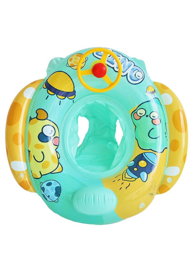 Baby Swimming Float Ring with Seat, Inflatable Children Waist Float Ring, Baby Free Swimming Ring, Safe and Durable, Pool Tool for The Age of 1-5 Years Kids,Green-B