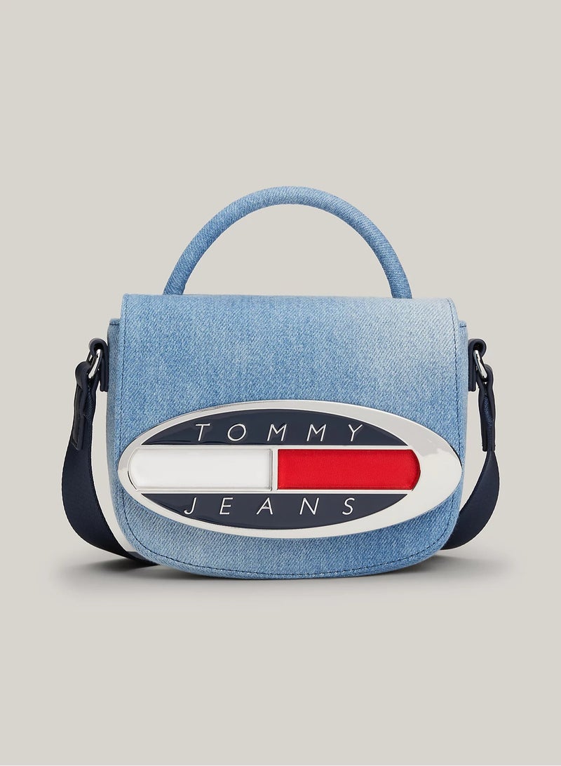 Tommy Hilfiger Plus Origin Plaque Denim Crossover Bag