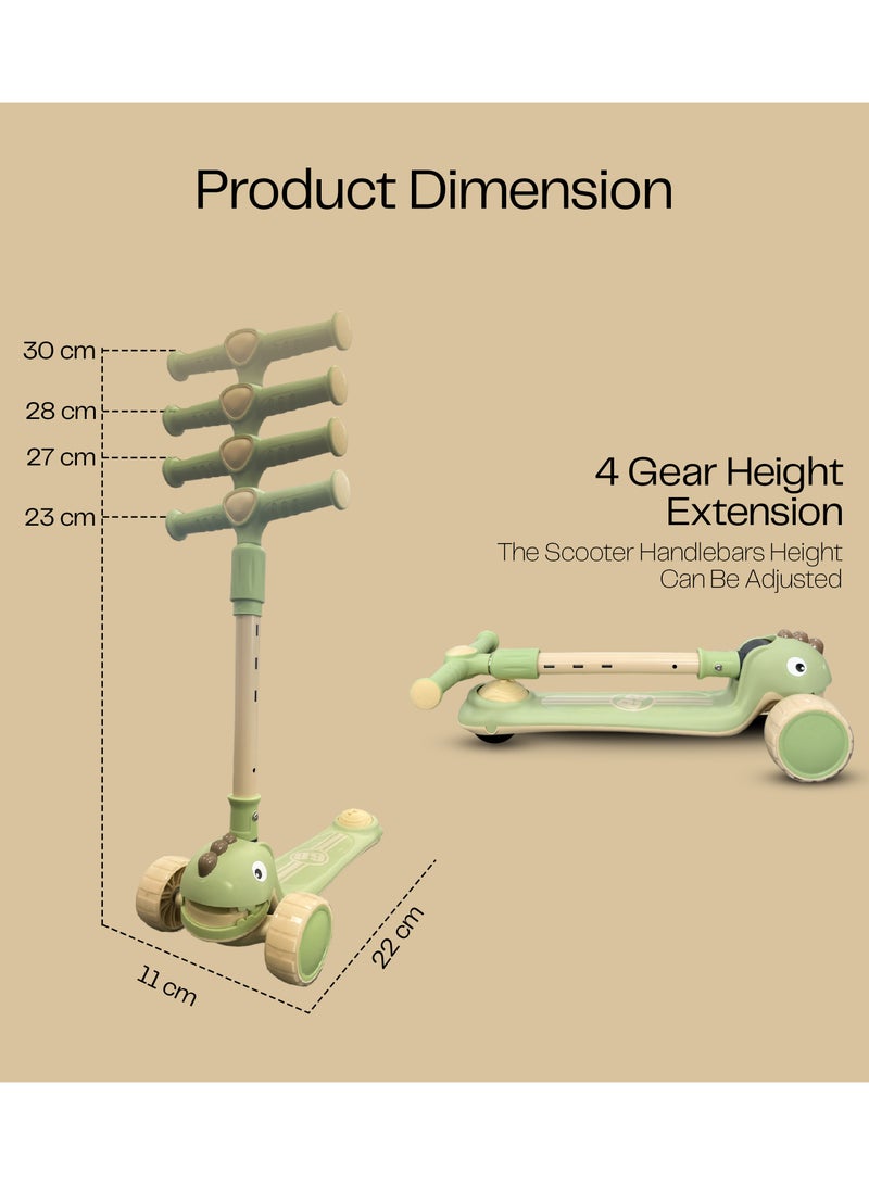 Snuggle Buggy Foldable Baby Scooter with Adjustable Height (3 Levels) - Green