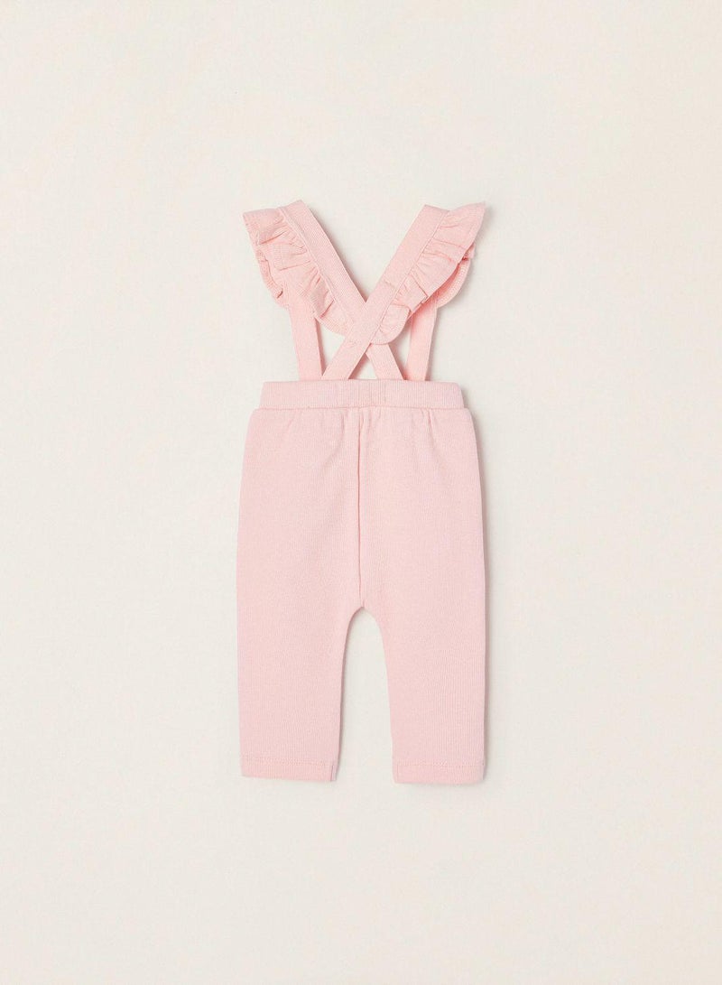 Trousers with Removable Straps for Newborns, Pink