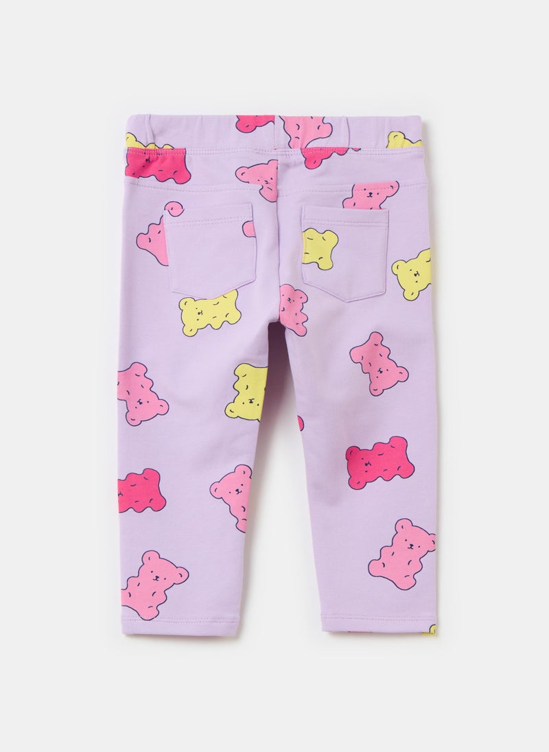 Treggings in stretch cotton with print