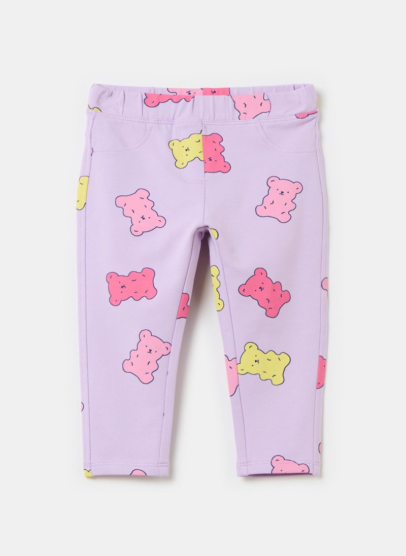 Treggings in stretch cotton with print