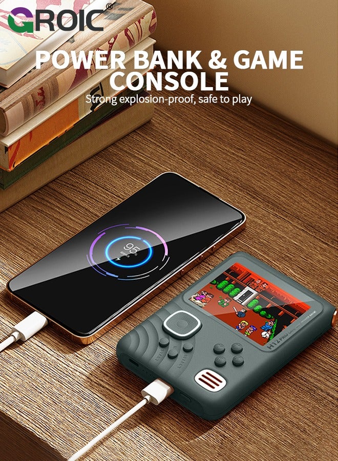 Green Handheld Game Console, 3.5 Inch IPS Screen with 6000mAh Battery, Linux System RK3326S Chips Portable Retro Nostalgic Game Console, Built-in TF Card 8000+ Classic Games