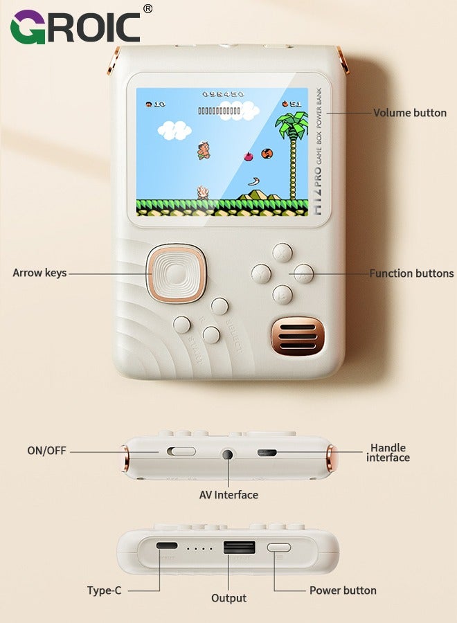 Green Handheld Game Console, 3.5 Inch IPS Screen with 6000mAh Battery, Linux System RK3326S Chips Portable Retro Nostalgic Game Console, Built-in TF Card 8000+ Classic Games