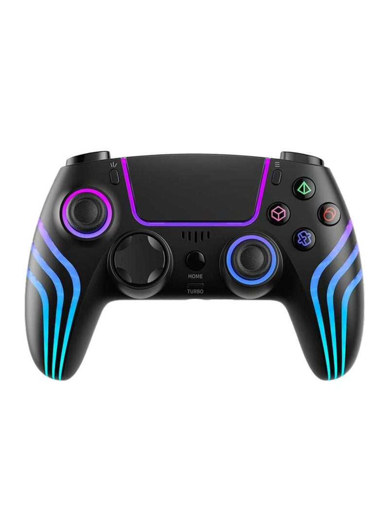 Gaming PS4 Gamepad Wireless Controller 6-Axis Gyro & Ergonomic Design with Cool Light Patterns - Black