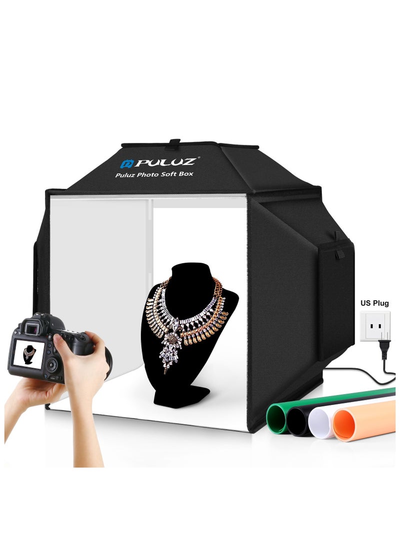 PULUZ 40cm Folding 24W 5500K Studio Shooting Tent Soft Box Photography Lighting Kit with 4 Colors (Black, Orange, White, Green) Backdrops