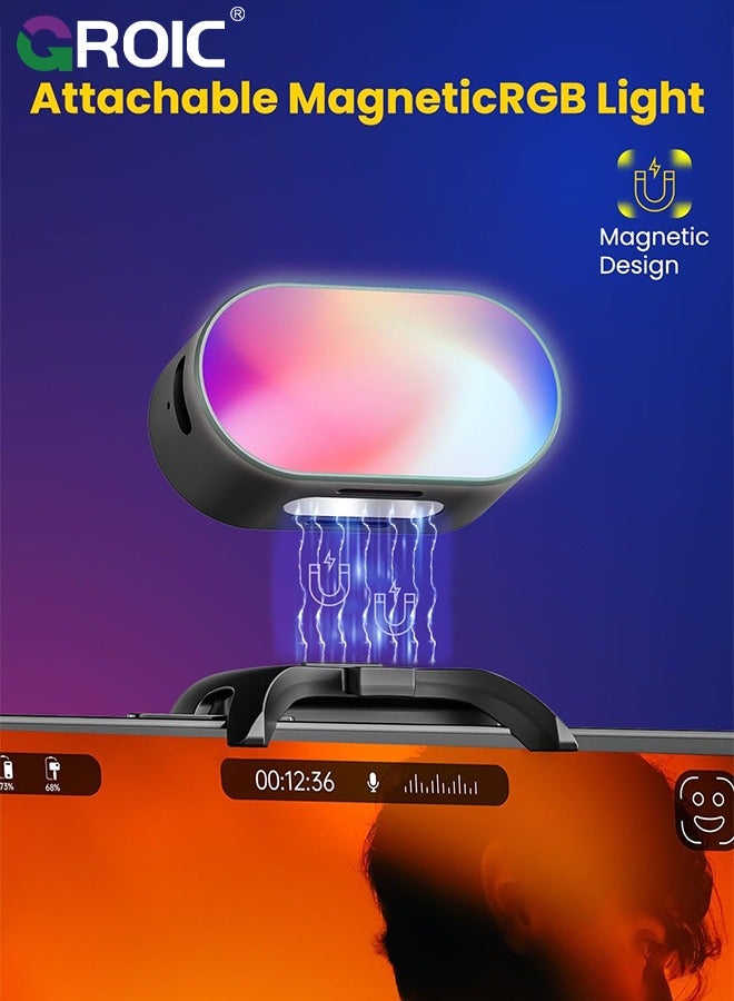 Magnetic RGB LED Light, 7 Color Temperature, 3 Brightness Adjustment, 180 Mins Long-Lasting, Gradient Mode, Flash Mode 180° Fill Light for Stabilizer